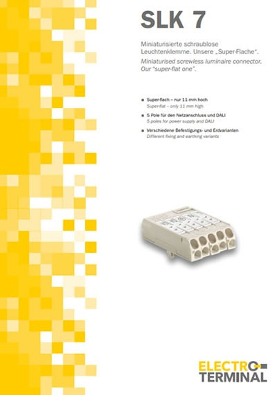 Catalogs - SLK 7 - Miniaturised screwless luminaire connector