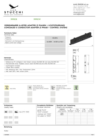 CONCEALED 6 CONDUCTOR ADAPTER (3 PHASE + CONTROL SYSTEM)